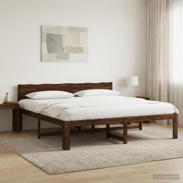 vidaXL Tweepersoonsbed met hoofdbord ROSTOCK Donkerbruin 200, Huis en Inrichting, Verzenden, Nieuw