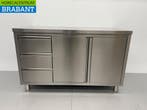 HCB RVS Werkkast Kast Werktafel 2 klapdeuren en 3 laden 140, Ophalen of Verzenden