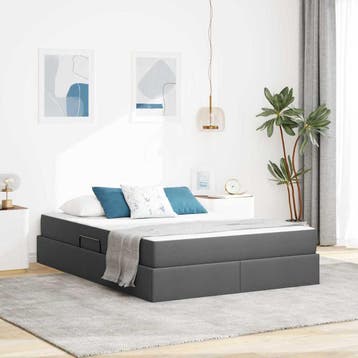 vidaXL Opbergbed met matras Donkergrijs 140 x 190 cm, Verzenden