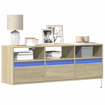 vidaXL Tv-wandmeubel met LED-verlichting 130x31x45 cm sonoma, Verzenden