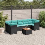 vidaXL 8-delige Loungeset met kussens poly rattan zwart, Verzenden, Nieuw, Loungeset