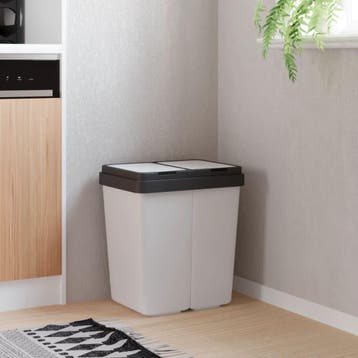 vidaXL Vuilnisbak dubbel 2x25 L wit, Huis en Inrichting, Verzenden, Nieuw