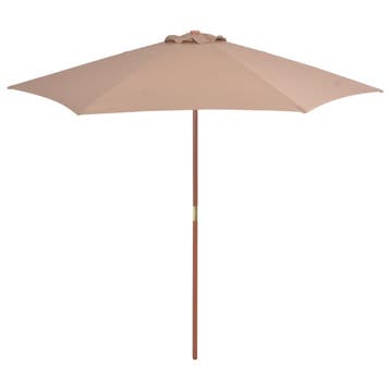 vidaXL Parasol met houten paal 270 cm taupe, Verzenden, Nieuw