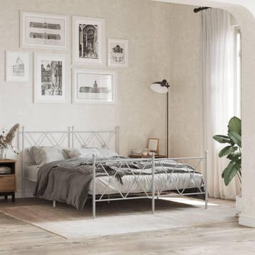 vidaXL Bedframe met hoofd- en voeteneinde metaal wit 140x200, Huis en Inrichting, Verzenden, Nieuw