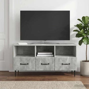 vidaXL TV Kast met lade Betongrijs 102 x 34,5 x 50 cm, Huis en Inrichting, Verzenden, Nieuw