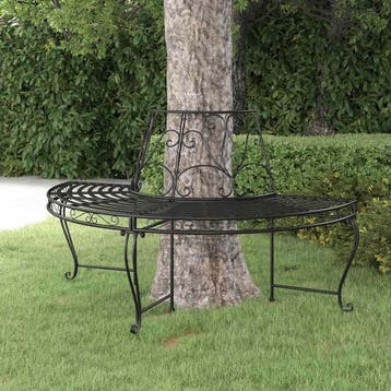 vidaXL Boombank halfrond Ø160 cm staal zwart, Tuin en Terras, Verzenden, Nieuw