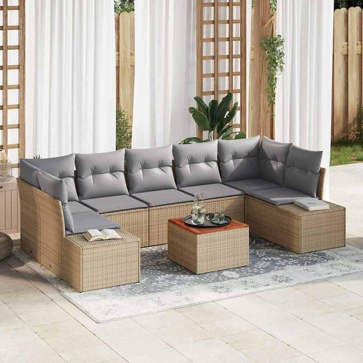vidaXL Tuinbank Set met opslag 8 pcs Beige en Lichtgrijs, Tuin en Terras, Tuinsets en Loungesets, Nieuw, Verzenden