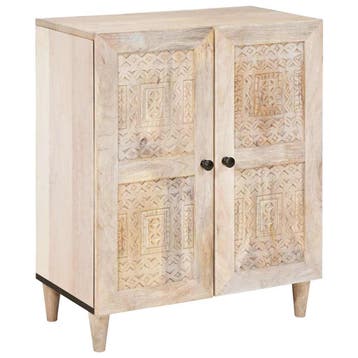 vidaXL Dressoir Wit 60 x 33 x 75 cm massief mangohout, Huis en Inrichting, Verzenden, Nieuw