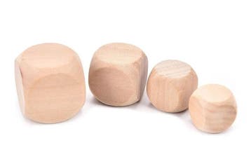 Set van 100 houten dobbelsteentjes, maat: medium (10 mm), Verzenden