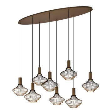 Moderne Hanglampen Asli 8-lichts Hanglamp Zacht Brons, Verzenden, Nieuw
