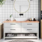 vidaXL Wastafelblad 160x50x(2-4) cm behandeld massief hout, Huis en Inrichting, Keuken | Keukenelementen, Verzenden, Nieuw