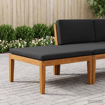vidaXL Voetenbankje voor in de tuin met kussentje Massief, Verzenden, Nieuw