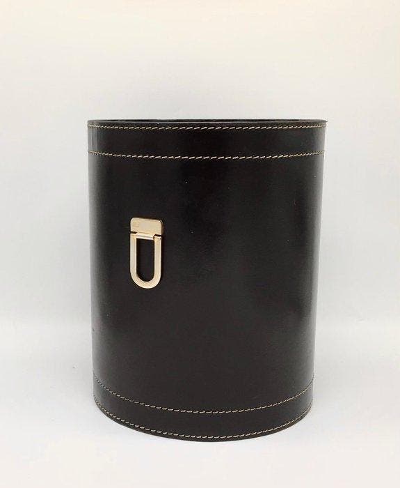 Style Jacques Adnet - Container - Leder - Zwart lederen, Antiek en Kunst, Curiosa en Brocante
