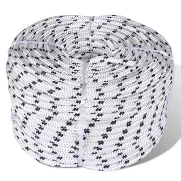 vidaXL Boottouw gevlochten 12 mm 250 m polyester wit, Verzenden