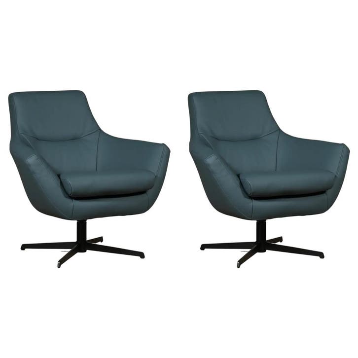 Set van 2 Leren draaifauteuils Wing - Toledo Whale, Huis en Inrichting, Fauteuils, 75 tot 100 cm, Nieuw, 75 tot 100 cm, Leer, Ophalen of Verzenden