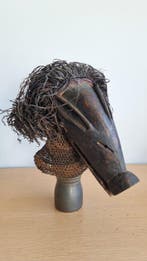 Masque Dan en raffia africain fait main - République, Antiquités & Art