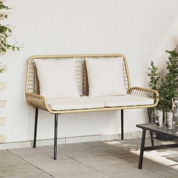 vidaXL Tuinbank Bruin en Crème poly rattan, Tuin en Terras, Verzenden, Nieuw