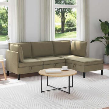 vidaXL Woonkamer Meubelset 4 st Kaki Stof, Huis en Inrichting, Verzenden, Nieuw