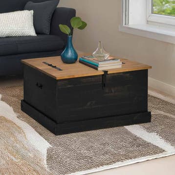 vidaXL Opbergkist HALDEN zwart 91x91x47 cm massief, Huis en Inrichting, Verzenden, Nieuw