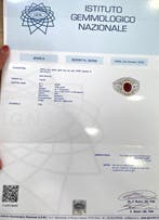 Bague - 18 carats Or blanc Rubis - Diamant