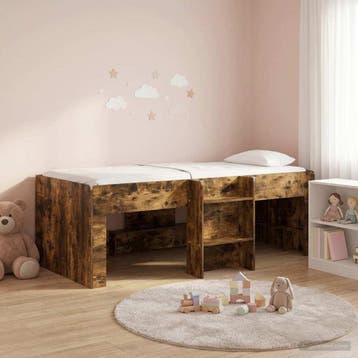 vidaXL Kinderhoogslaper Gerookt eiken 90 x 190 cm Bewerkt, Verzenden