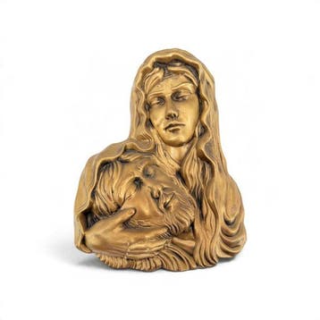 Reliëf, Piedad - 28 cm - Brons, Antiquités & Art
