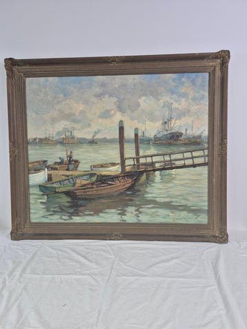 Gerard Wiegman (1875-1964) - Haven Schiedam., Antiek en Kunst
