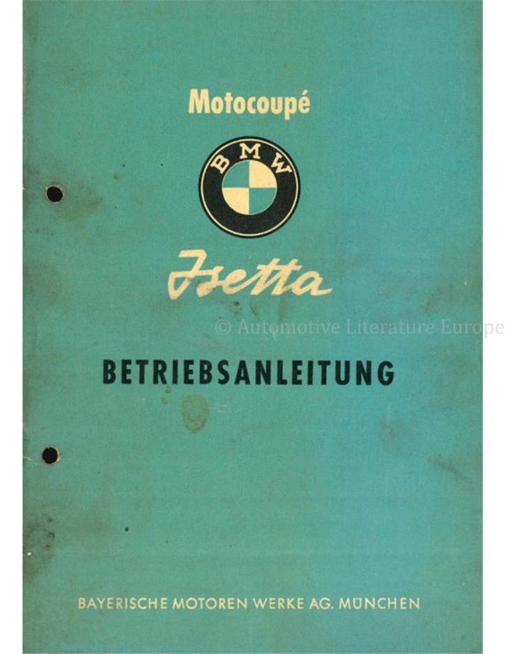 1956 BMW ISETTA INSTRUCTIEBOEKJE, Autos : Divers, Modes d'emploi & Notices d'utilisation