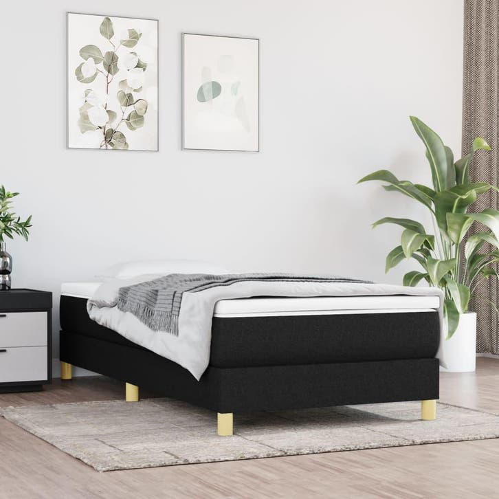 vidaXL Boxspring bed 100x200 cm stof zwart, Huis en Inrichting, Slaapkamer | Bedden, Nieuw, Verzenden