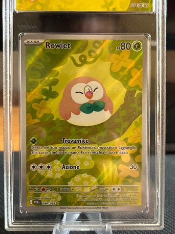 Pokémon - 1 Graded card - Rowlet 090 Secret rare,, Nieuw