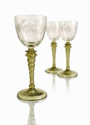 Böhmen - Borské Sklo - Wijnglas (6) - Kristal