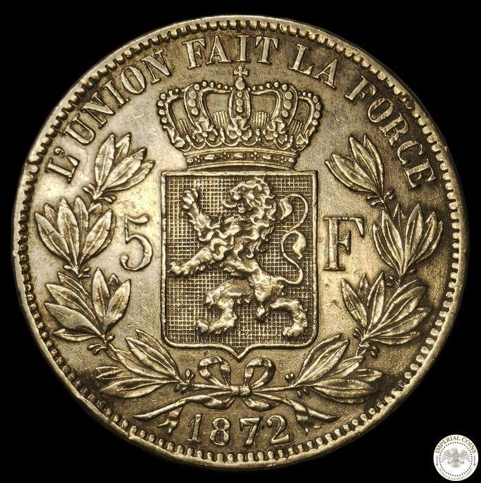 België. Leopold II. 5 Francs 1872 small head (Zonder, Postzegels en Munten, Munten | Nederland