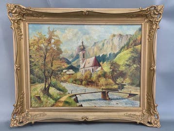 German school (XX), signed Wildhagen - Berglandschaft mit, Antiek en Kunst