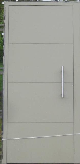aluminium buitendeur , voordeur , deur 98 x 210 geelgrijs, Gebruikt, Buitendeur, Metaal, 200 tot 215 cm
