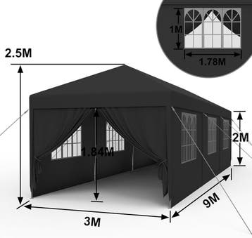 Partytent Paviljoen 3x3 3x6 3x9m met zijwanden Nieuw, Partytent, Minder dan 4 meter, Nieuw, 8 meter of meer