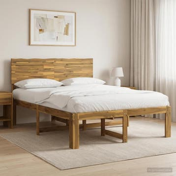 vidaXL Tweepersoonsbed met hoofdbord ROSTOCK Wit 150 x 200, Huis en Inrichting, Slaapkamer | Bedden, Verzenden, Nieuw