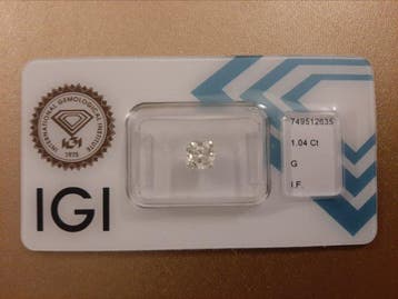 1 pcs Diamant (Naturelle) - 1.04 ct - Coussin - G - IF -, Handtassen en Accessoires, Edelstenen, Nieuw