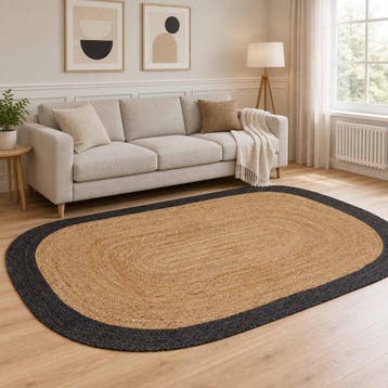 vidaXL Gebied Tapijt Donkergrijs 205 x 305 cm Jute, Maison & Meubles, Verzenden