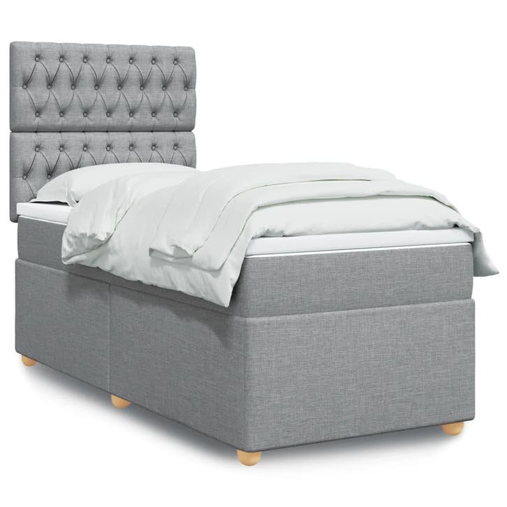 vidaXL Boxspring met matras stof lichtgrijs 80x200 cm, Maison & Meubles, Chambre à coucher | Lits, Envoi