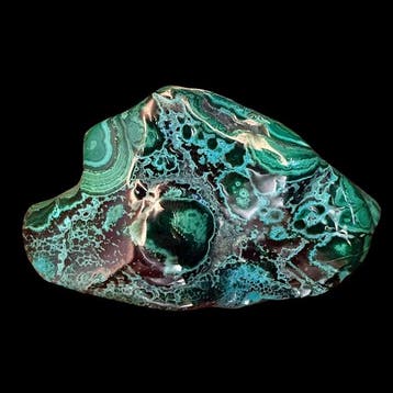 Malachiet- en chrysocollaconcreties, gepolijst blok -