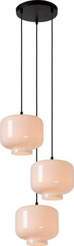 2dekans | Lucide MEDINE - Hanglamp - Ø 46 cm - 3xE27 - Opaal, Ophalen of Verzenden, Nieuw