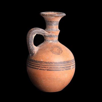 Chypriote Terre cuite Miniature cruche globulaire en poterie