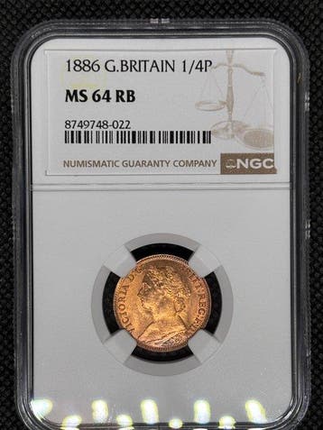 Verenigd Koninkrijk. Victoria. 1 Farthing 1886 NGC MS64RB