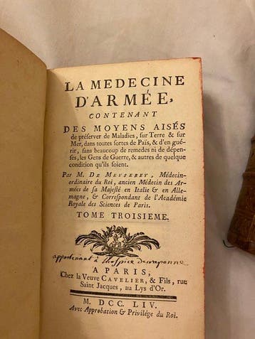 Guillaume Mahieu de Meyserey, - La medecine darmee - 1754, Antiquités & Art