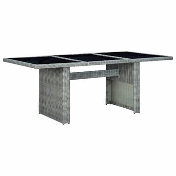 vidaXL Tuintafel poly rattan en gehard glas lichtgrijs, Tuin en Terras, Verzenden, Nieuw