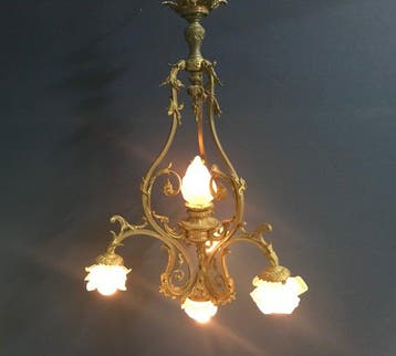 Plafonnier - Lustre Louis XV / style rococo - Bronze doré