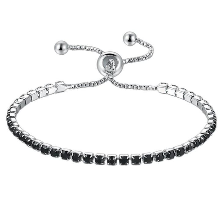 Fako Bijoux - Dames Armband Zirkonia Zwart - 2.5mm -, Handtassen en Accessoires, Armbanden, Verzenden
