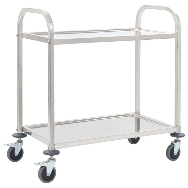 vidaXL Keukentrolley 2-laags 95x45x83,5 cm roestvrij staal, Maison & Meubles, Cuisine | Ustensiles de cuisine, Envoi