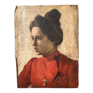 Nazzareno Sidoli (1879–1969) - Ritratto di Donna in Rosso