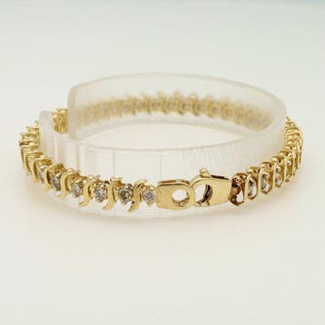 Bracelet de tennis - 14 carats Or jaune Diamant (Naturelle)